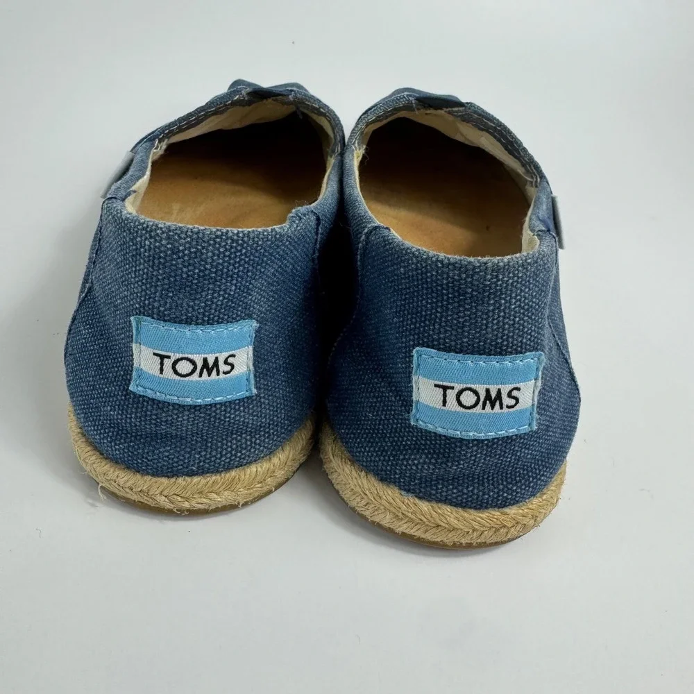 TOMS Women 7.5 Classic Alpargata Navy Blue Canvas Espadrille Slip On Flats